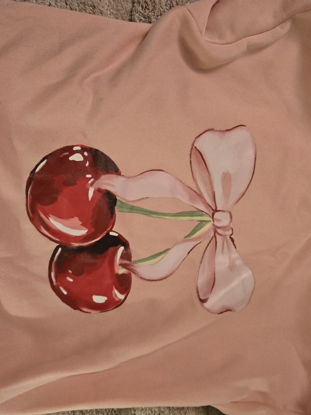 SHEIN Pink Sweatshirt with Cherry Bow Graphic